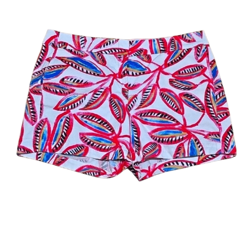 J. Crew Vibrant Palm Leaf Flat Front Cotton Shorts